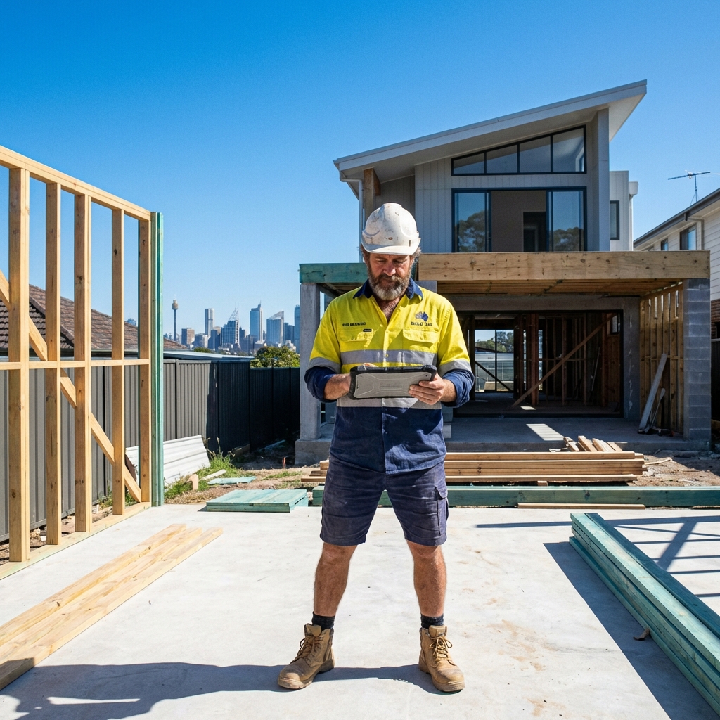 Australian builder checking CallCover projects on site