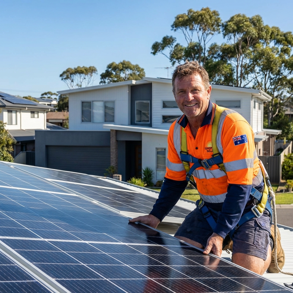 Australian solar installer checking CallCover alerts on site